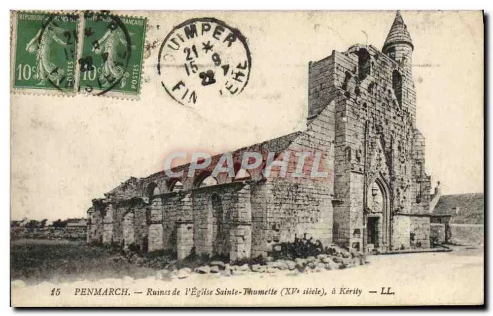 Ruinen der Kirche Sainte-Thumelle (15. Jahrhundert), in Kéryty — LL. — PENMARCH - Vorderseite