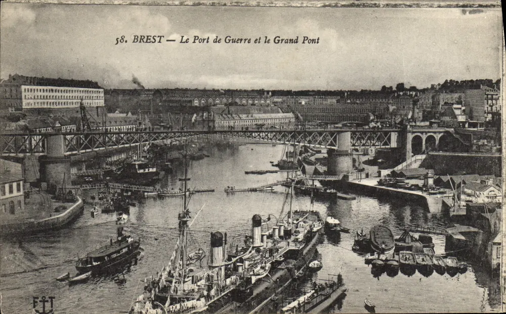 BREST — Der Kriegshafen und der Große Brücke — Verlag F.T. n°58 - Vorderseite