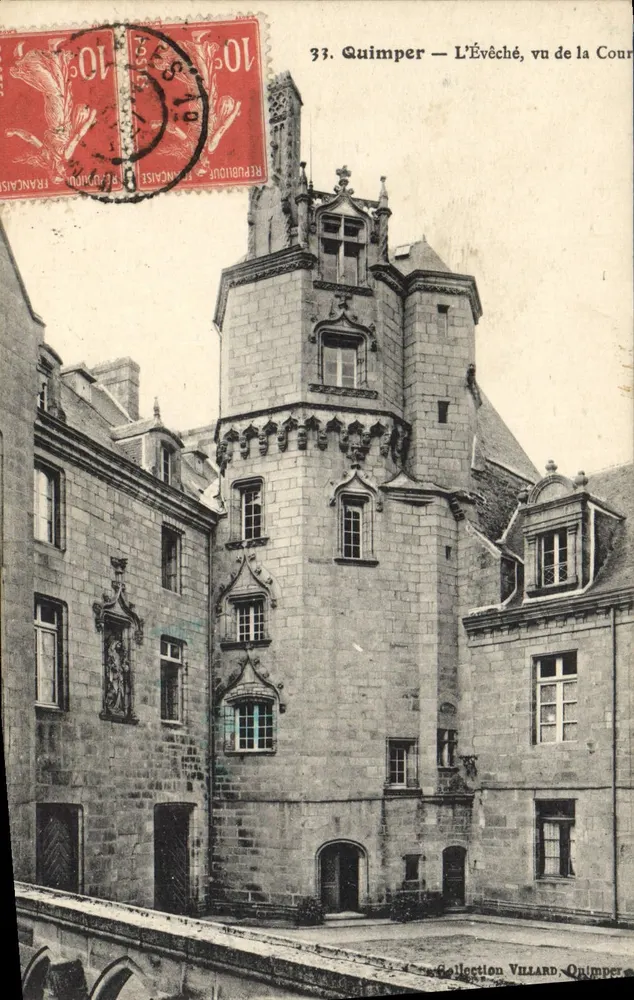 Quimper — O Bispo, vista da Cour — Coleção Villard, Quimper - Frente