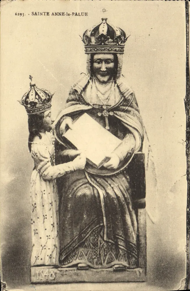 Sainte Anne-la-Palue — statue de la Vierge assise avec l'Enfant Jésus — éditeur anonyme, n° 6293 - Frente