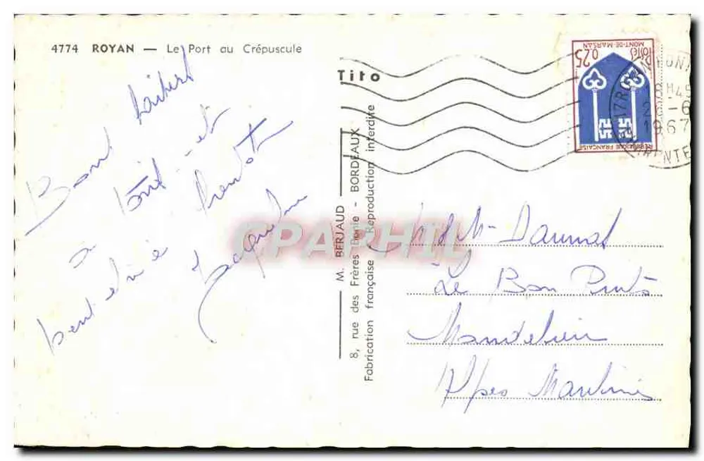 Royan — O Porto ao Crepúsculo — M. Bérjaud, editor - Verso