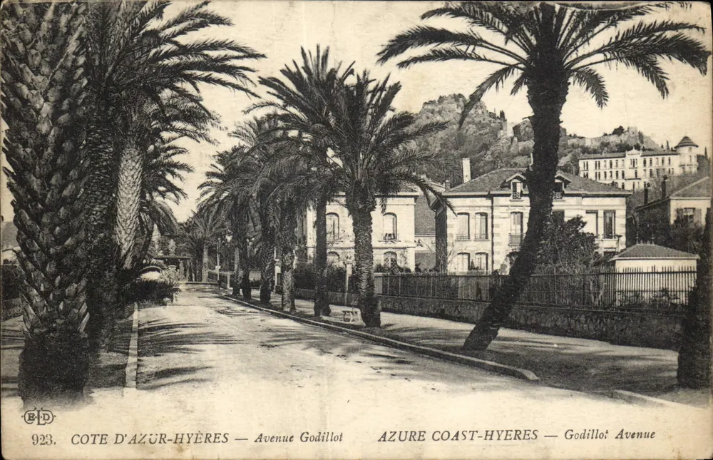Avenue Godillot — Côte d'Azur-Hyères — Verlag B.D. Nr. 923 - Vorderseite