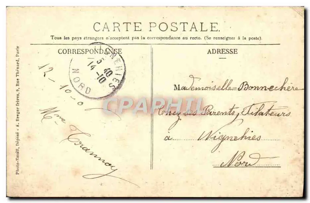 Arras — Ansicht der Kapelle Notre-Dame des Ardents — J. Eloy, Verlag - Rückseite