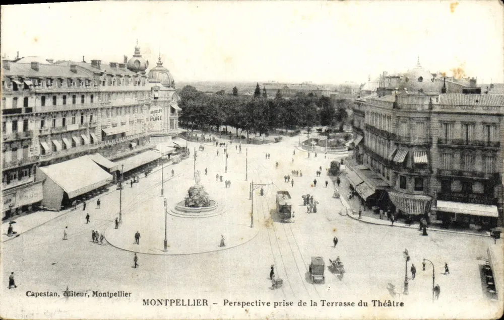 Montpellier — Blick vom Theater-Terrassen — Capestan, Verlag, Montpellier - Vorderseite