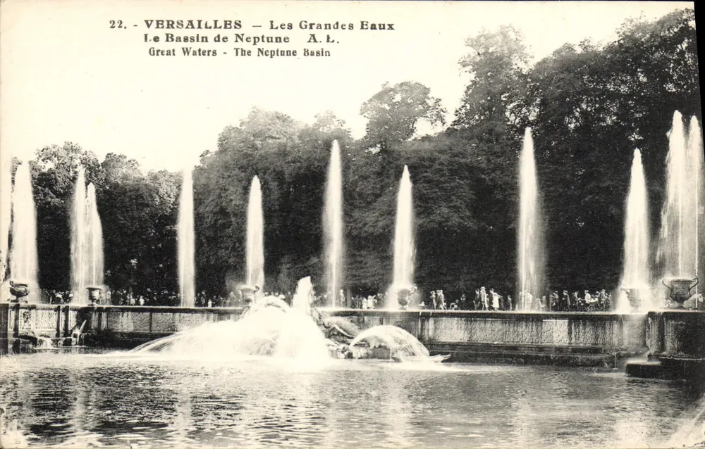 Versailles — Die Großen Wasserwerke — Der Bassin des Neptun — A.L. - Vorderseite