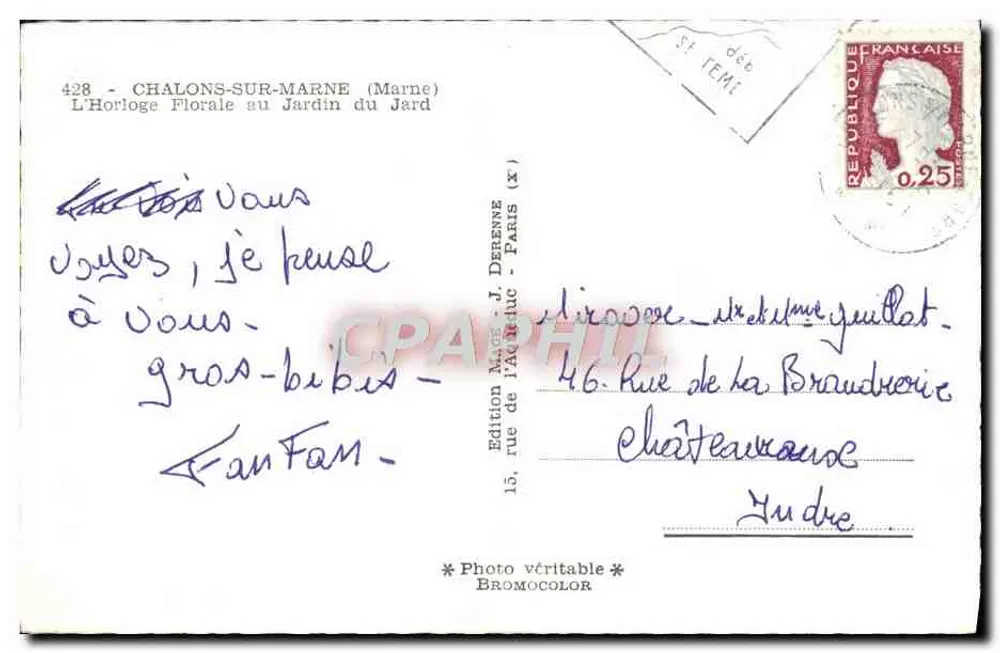 Blütenuhr im Garten — Edition J. Derenne, Paris - Rückseite