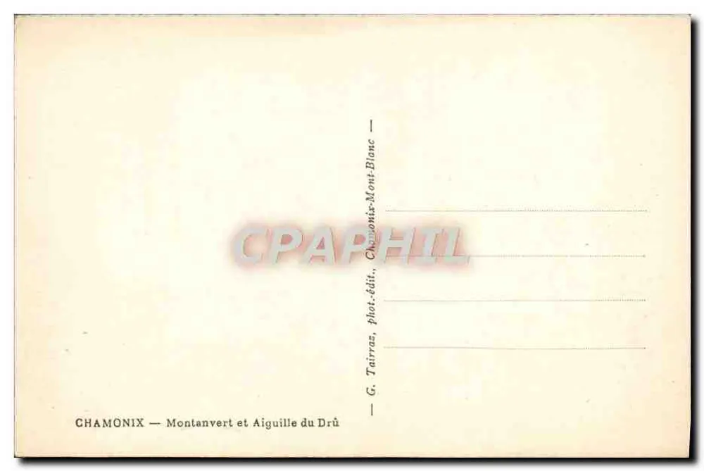 Chamonix — Montanvert i Aiguille du Drû — G. Tairras, fot. wyd. - Rewers