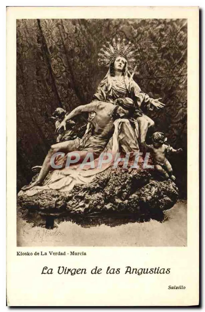 A Virgem das Angústias — estátua de Salzillo em Murcia — editor Hulegumbrano, Barcelona - Frente