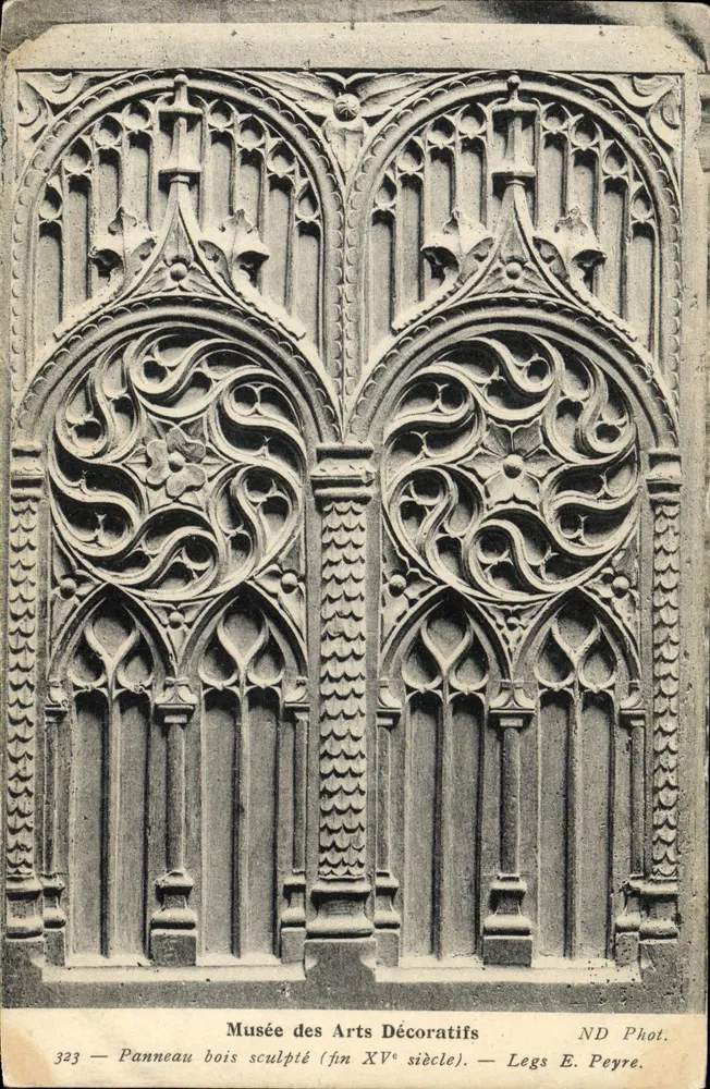 Geschnitztes Holzpaneel — spätes 15. Jahrhundert — Musée des Arts Décoratifs, Leg. E. Peyre, n° 323 - Vorderseite