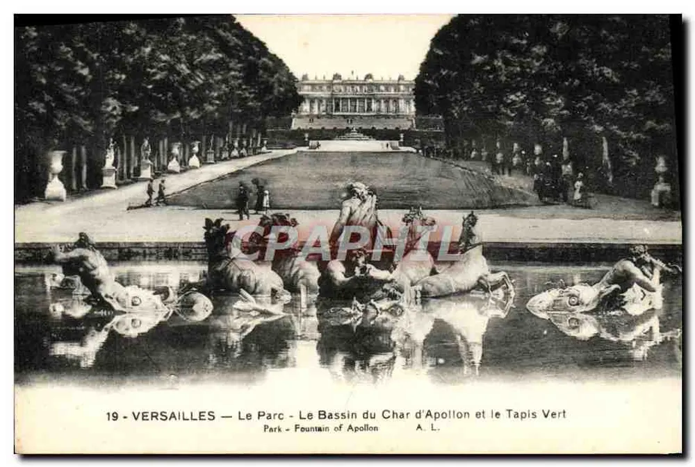 Versailles — Der Bassin des Apollon-Wagens und der Grün Teppich — A. L. - Vorderseite