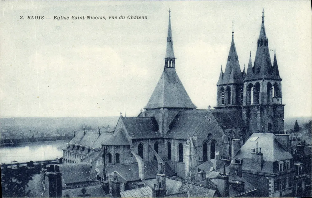 Blois — Kirche Saint-Nicolas, Ansicht vom Schloss — Librairie J. Caplat, Blois - Vorderseite