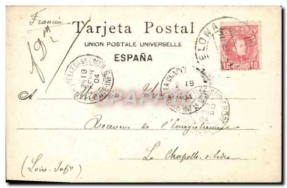 Frau mit Schal — Barcelona — Antike Ansichtskarte von Union Postale Universelle - Rückseite