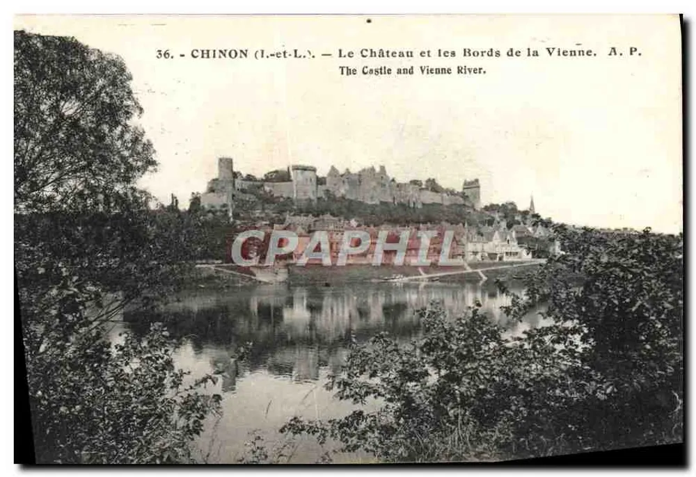 Chinon (Indre-et-Loire) — Schloss und Ufer der Vienne — A.P. - Vorderseite