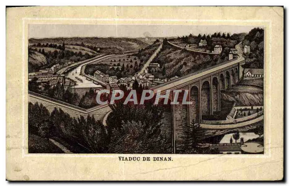 Viaduc de Dinan — vue panoramique du viaduc et du village — éditeur non identifié - Frente