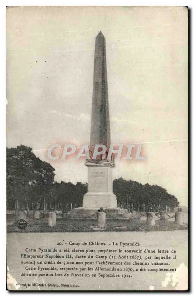 Camp de Châlons — La Pyramide (Obélisque) — Éditeur : Imprimerie Militaire Guérin, Mourmelon - Vorderseite