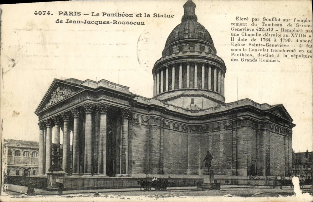 PARIS — Der Panthéon und die Statue von Jean-Jacques Rousseau — Unbekannter Verlag, Nr. 4074 - Vorderseite
