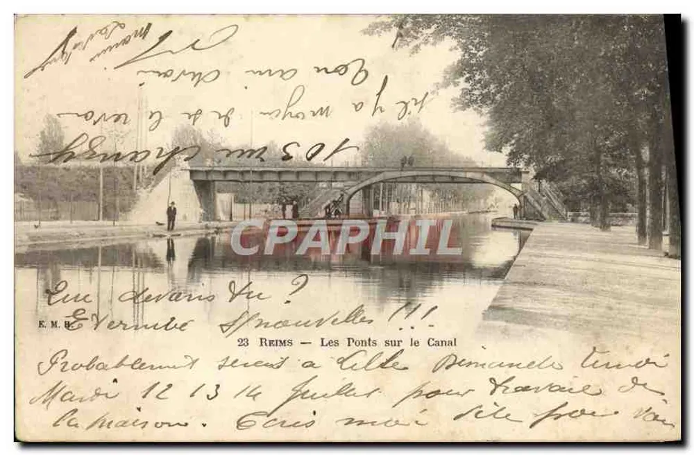 Reims — Os Pontes sobre o Canal — E. M. H. Évermède - Frente
