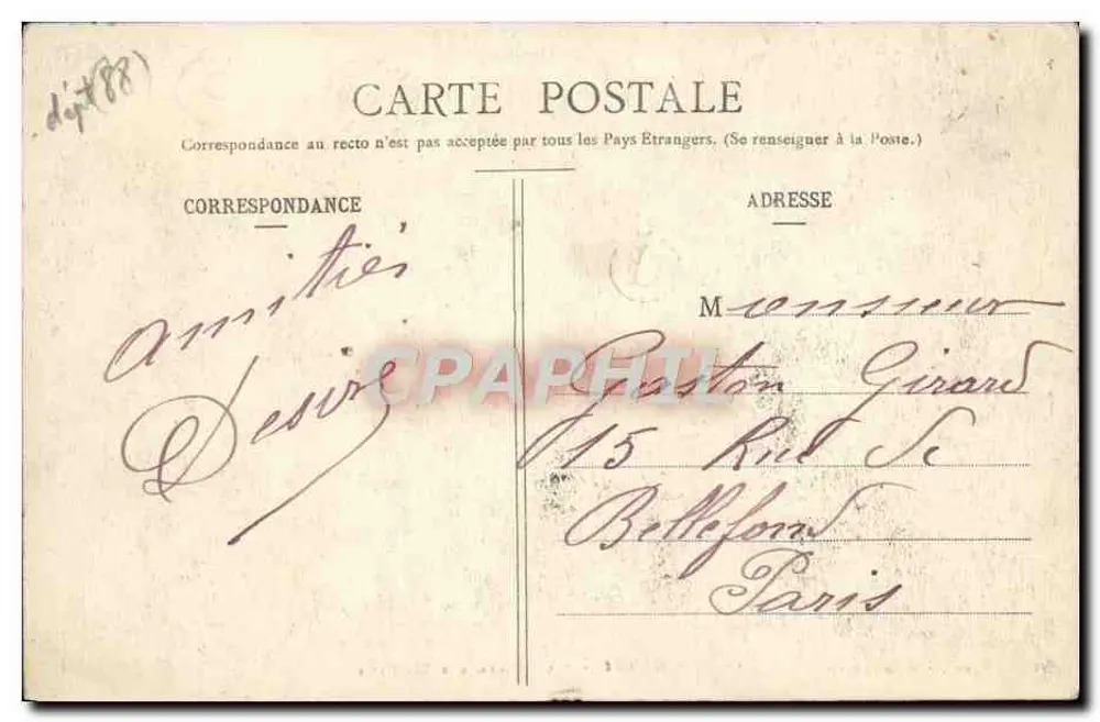 Saint-Dié — À La Roche des Cailloux — Édit. spéc. des Galeries Modernes - Verso