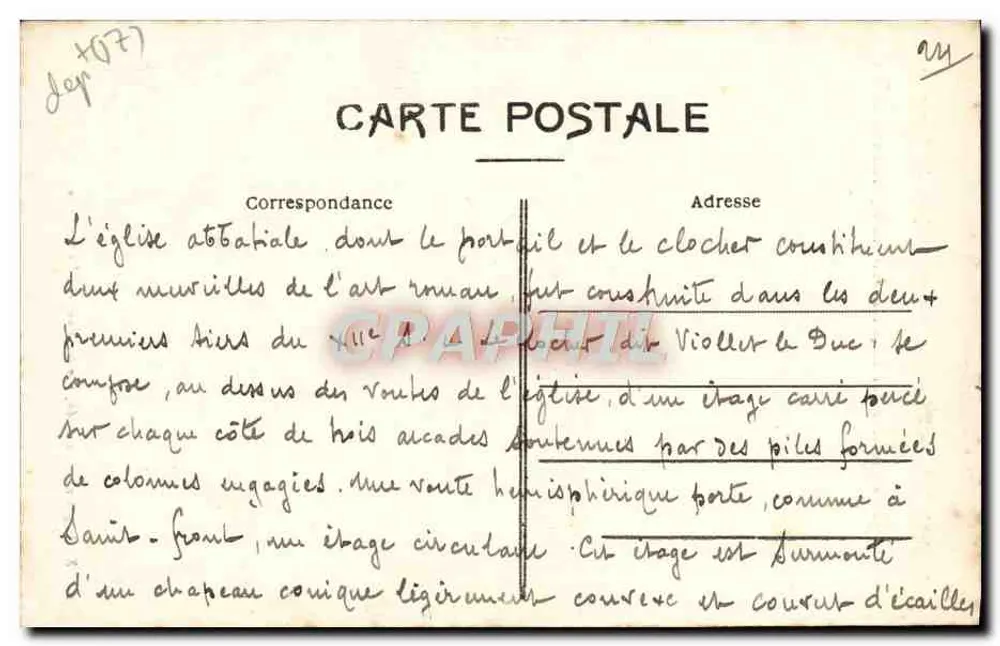 Saintes — Kirche der ehemaligen Abtei der Damen von Notre-Dame (12. Jahrhundert), umgewandelt in eine Kaserne — R. Bergevin, Verlag, 66, rue des Merciers, La Rochelle - Rückseite