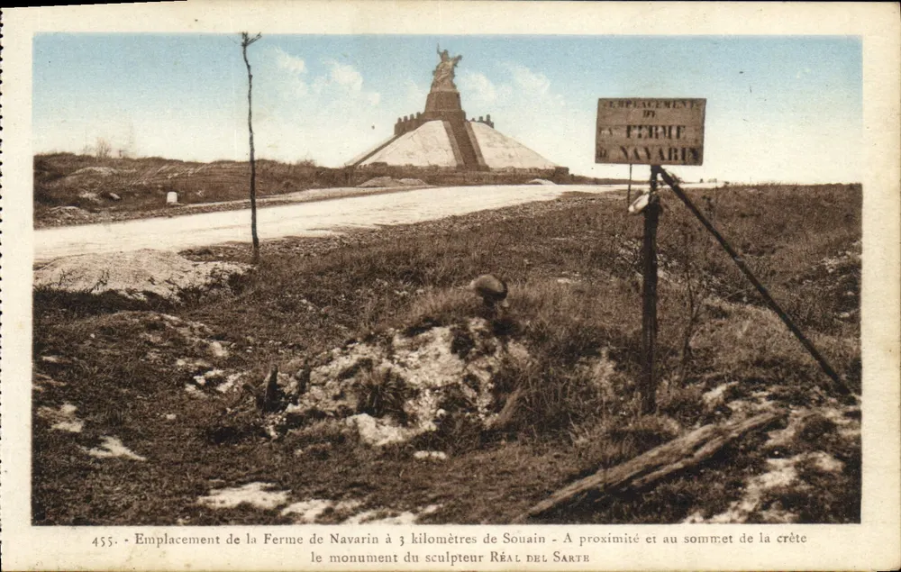 Standort der Farm Navarin — Denkmal des Bildhauers Réal Del Sarte — Jacques Fréville, Reims - Vorderseite
