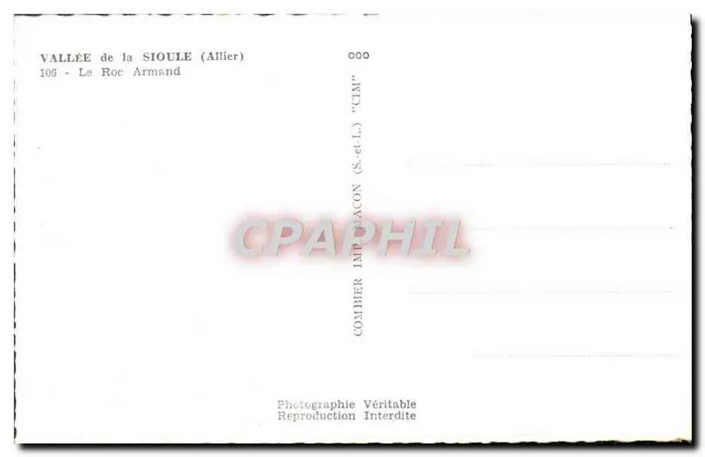 Vale da Sioule (Allier) — Le Roc Armand — Combiér - Verso