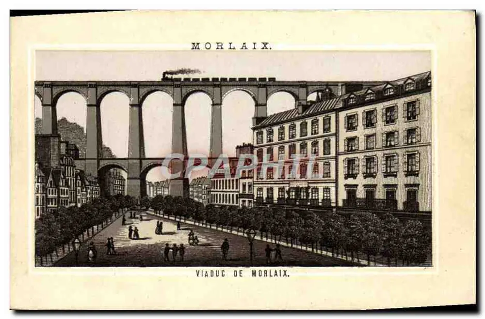Viaduc de Morlaix — vue panoramique avec train — n° de série non lisible - Frente
