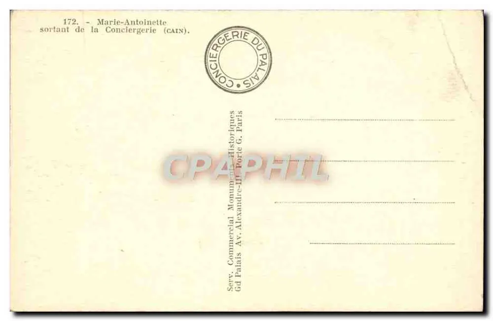 Marie-Antoinette — sortant de la Conciergerie — éditeur CAIN - Verso