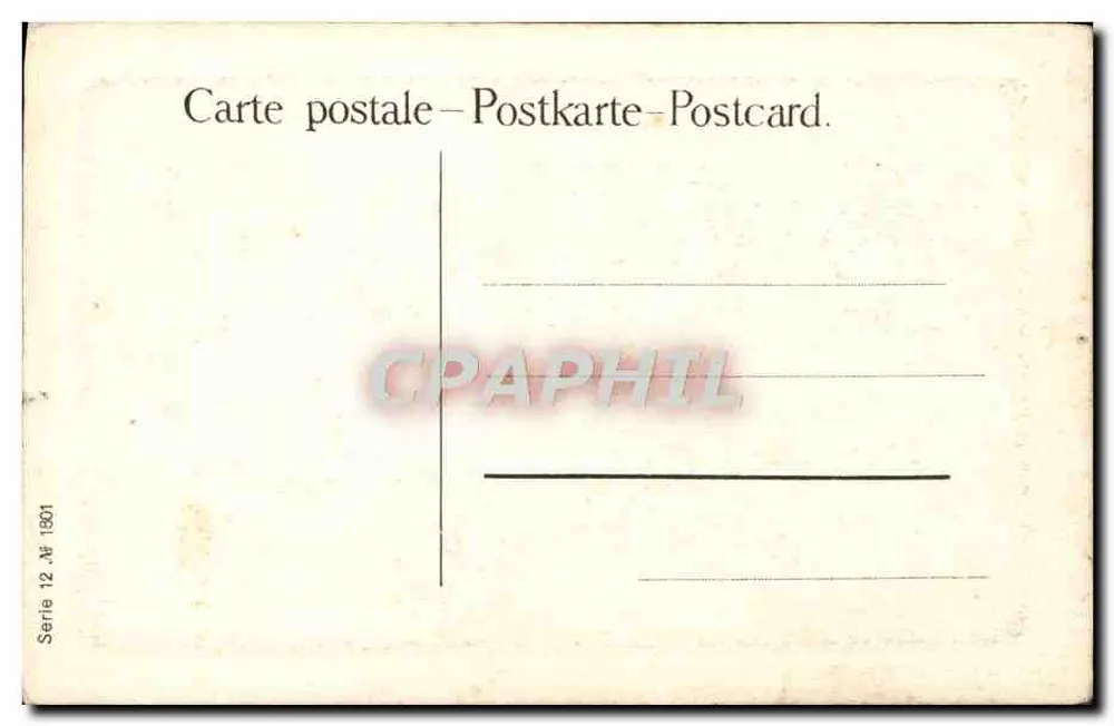 Mulher em traje tradicional segurando uma carta — OLL. PHOTOGR. — Série 12, N° 1801 - Verso