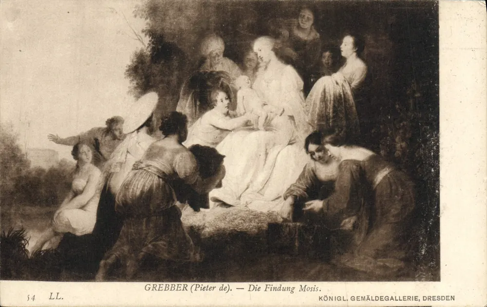 A Descoberta de Moisés — Grebber (Pieter de) — KÖNIGL. GEMÄLDEGALLERIE, DRESDEN - Frente
