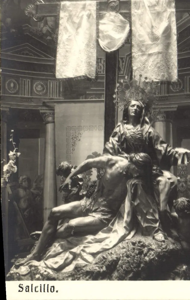 Salcillo — Estátua da Virgem aos pés do Cristo morto — Editor não identificado - Frente