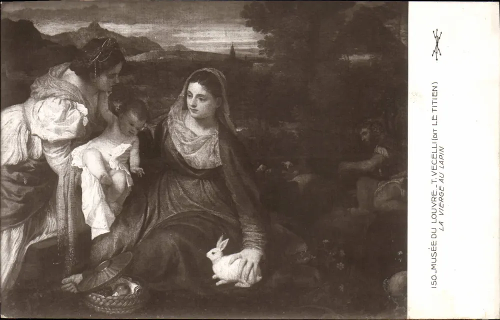 Die Jungfrau mit dem Kaninchen — Werk von Titian (nach T. Vecellio) — Louvre-Museum — n°150 - Vorderseite