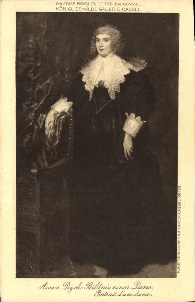 Porträt einer Dame — Werk von An van Dyck — Verlag Kunstverlag Rehn & Linzen, Cassel, Nr. 129 - Vorderseite