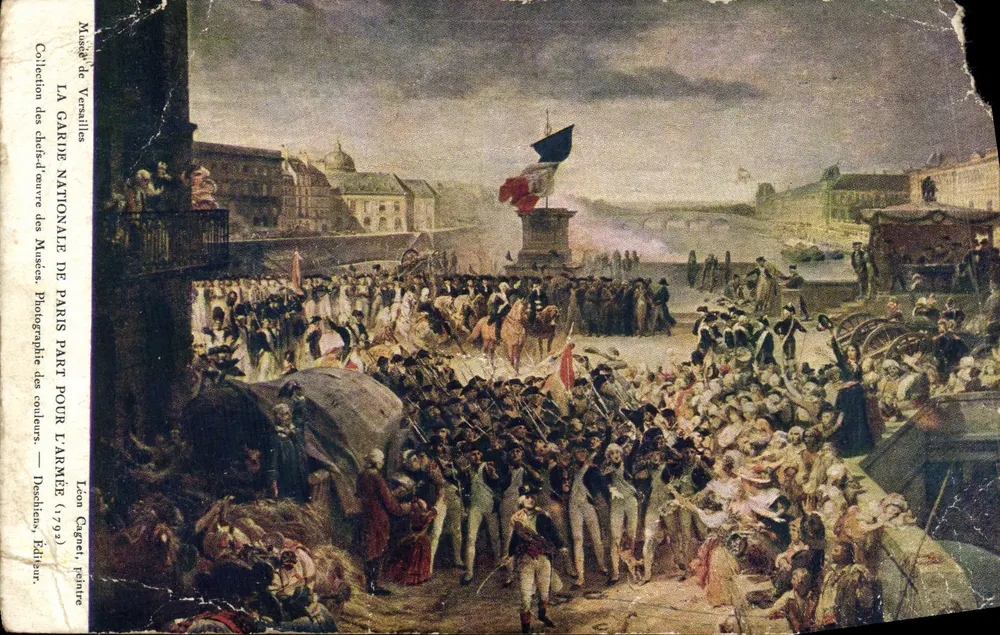 Die Nationale Garde von Paris auf dem Weg in das Heer — Musée de Versailles — Léon Gageel, Lith. Deschiens, Belfleur - Vorderseite