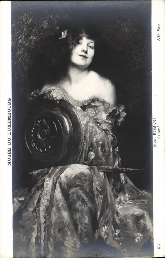 Mulher em vestido florido — retrato no museu do Luxemburgo — Juano Romani, n° 616 - Frente