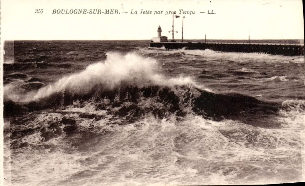Boulogne-sur-Mer — Die Mole bei Sturm — LL, n° 357 - Vorderseite