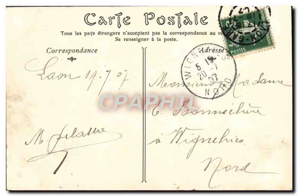 Laon — Facha da Catedral — Livraria E. Marot, Laon - Verso