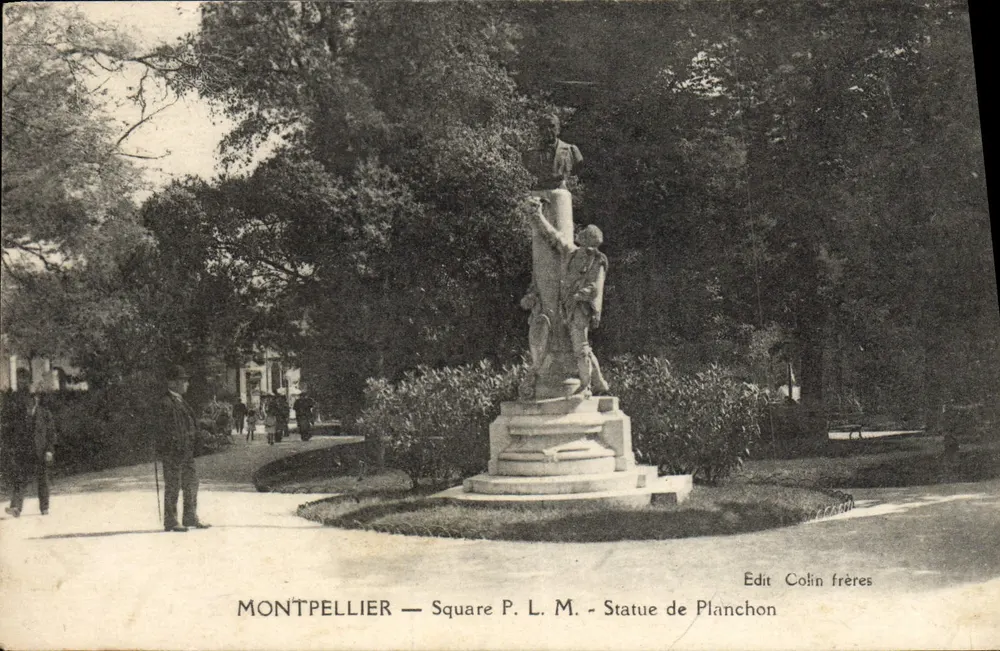 Montpellier — Praça P. L. M. — Estátua de Planchon — Edit Colin frères - Frente