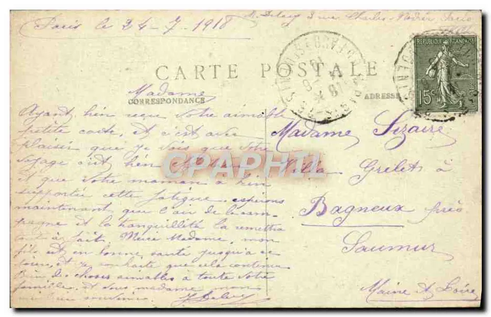Paris – Panorama von Paris und Rue André del Sarte — J. H. n°247 - Rückseite