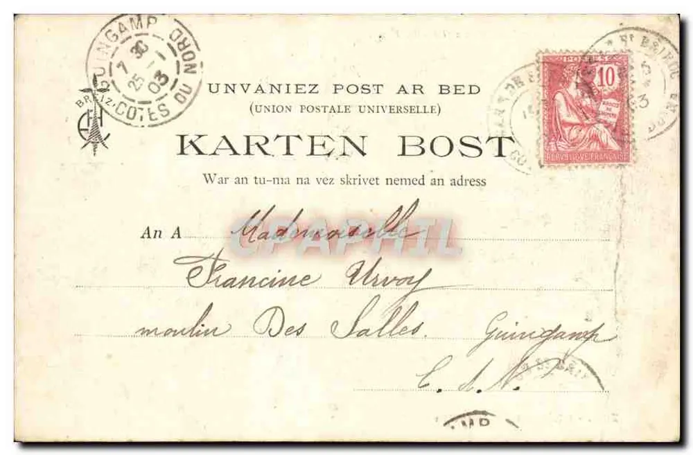 Castelo de Josselin — Bretanha — Coleção E. H. n°706 - Verso