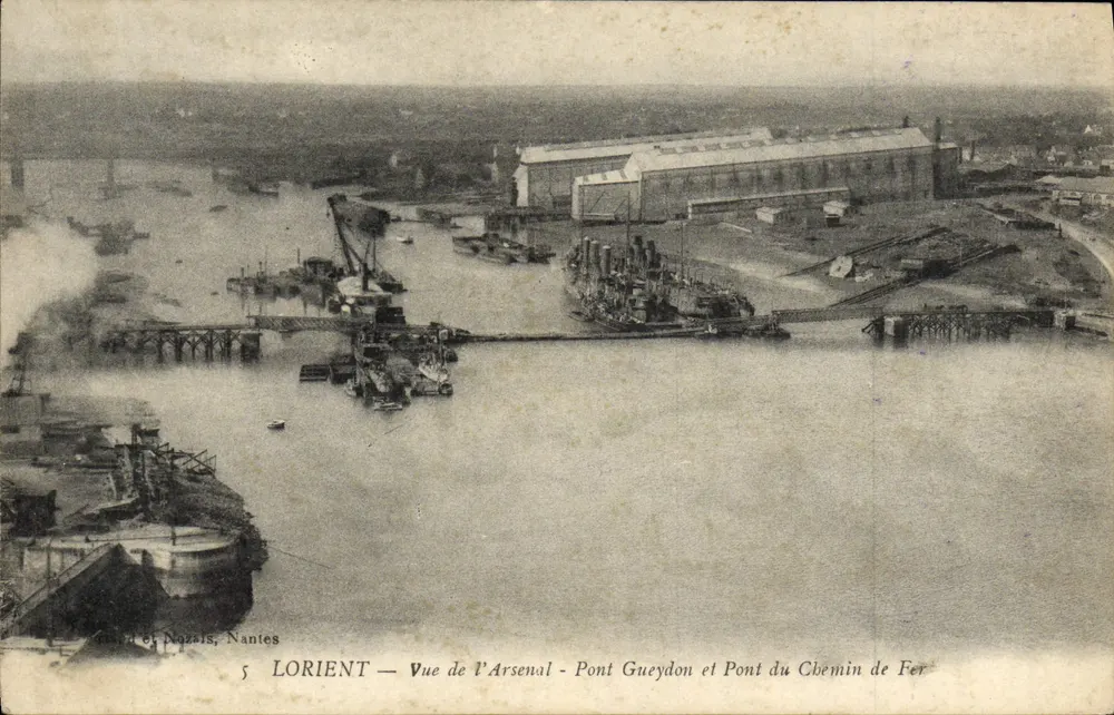Lorient — Ansicht des Arsenal - Pont Gueydon und Pont du Chemin de Fer — Éd. Grand et Pazzais, Nantes, Nr. 5 - Vorderseite