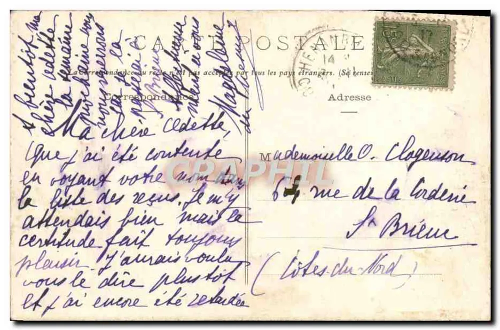 Belle-Île-en-Mer (Morbihan) — Felsen der Wildküste — Phototype Vassellier, Nr. 1396 - Rückseite