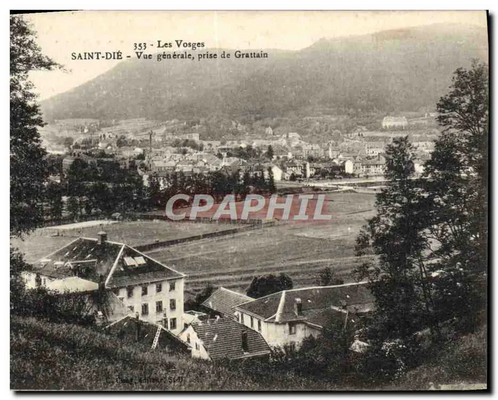 Saint-Dié - Vista geral, tirada de Grattain — Les Vosges, n° 353 - Frente