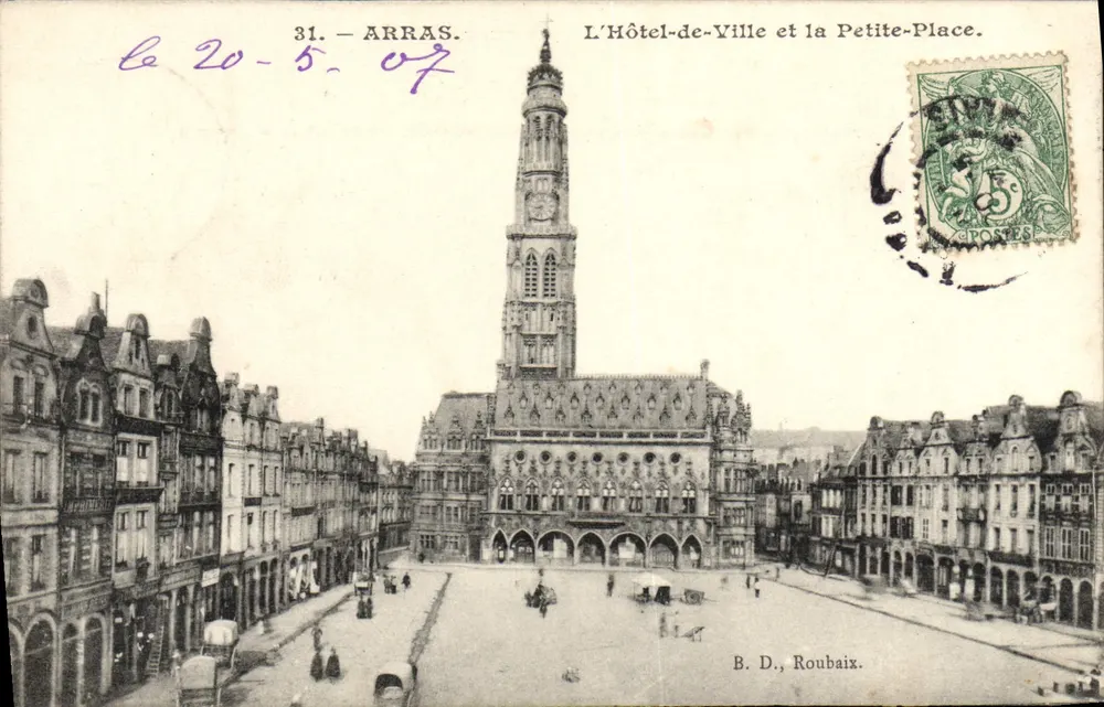 Arras — Das Rathaus und der Kleine Platz — B. D., Roubaix, Nr. 31 - Vorderseite