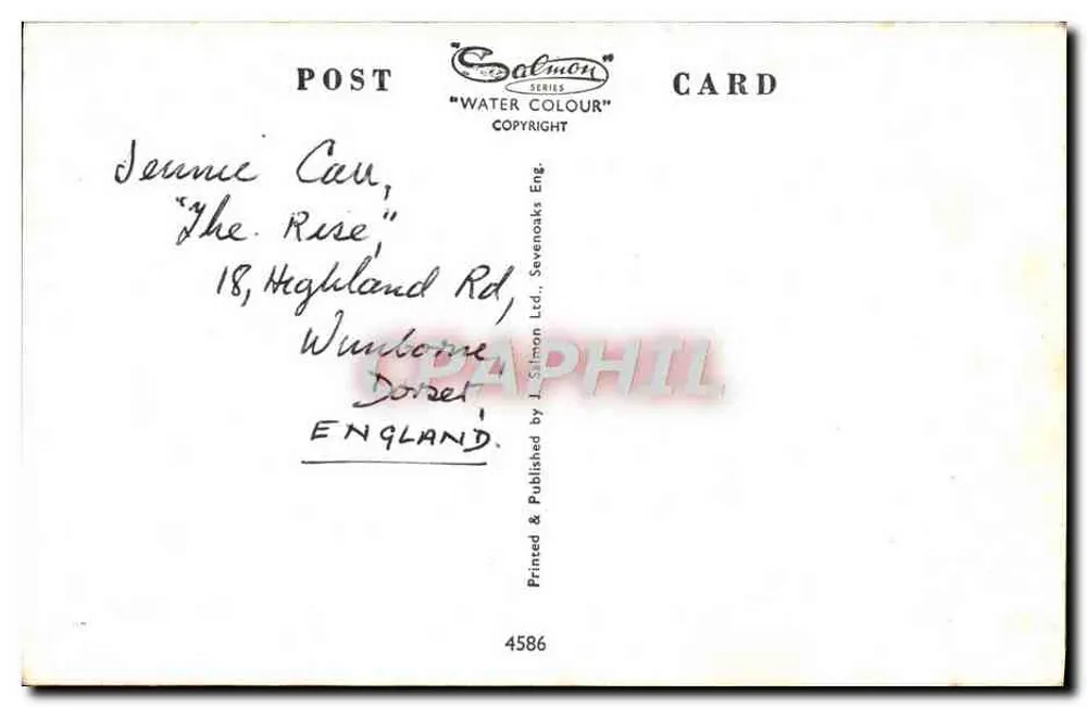 Hampshire & Teile von Dorset, Somerset & Wiltshire — illustrierte Ansicht — Verlag J. Salmon Ltd. Nr. 4586 - Rückseite