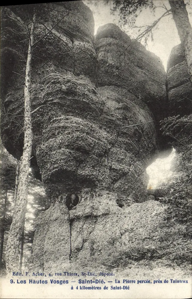 Die Durchbrochene Felsen, nahe Taintrux — Die Hochvogesen — Verlag F. Acker, Straße Thiers, Saint-Dié - Vorderseite