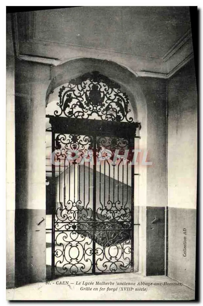 Caen — Lycée Malherbe (ehemalige Abbaye-aux-Hommes) — Schmiedeeisen-Tor des 18. Jahrhunderts — Collection AD - Vorderseite