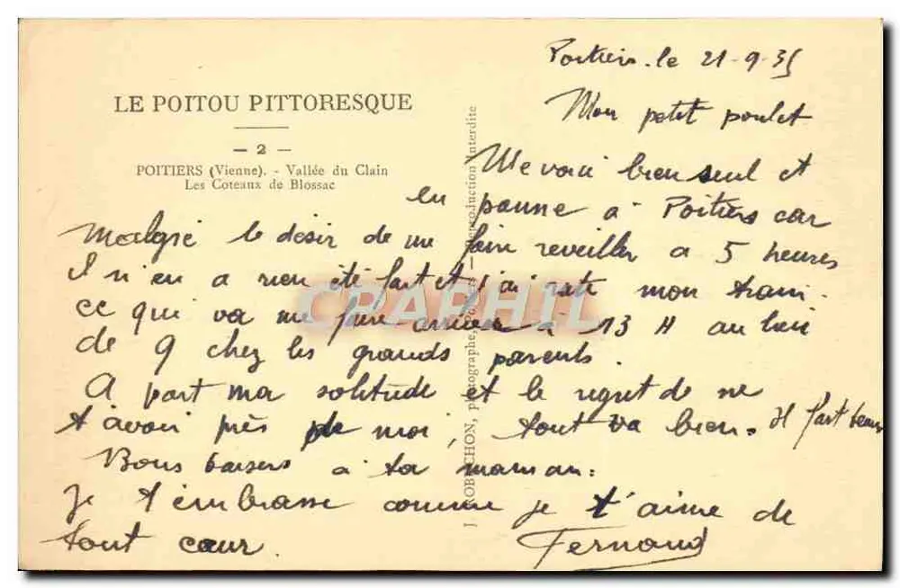 Die Hänge von Blossac — Tal des Clain — Poitiers (Vienne) — Serie 'Le Poitou Pittoresque -2-' - Rückseite