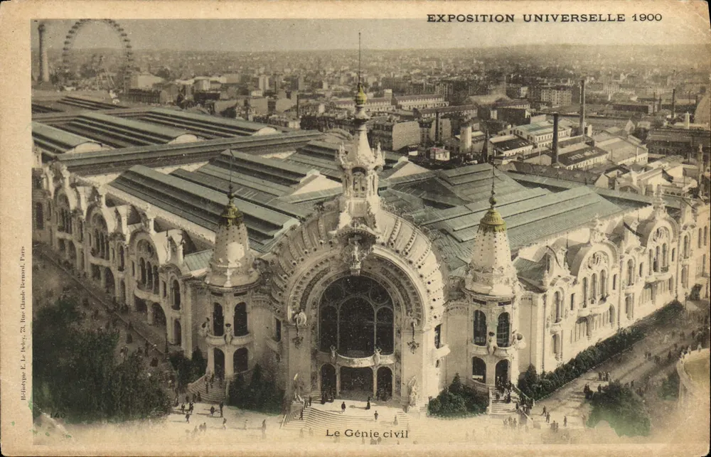 Le Génie civil — Pavillon der Weltausstellung 1900 — Héliotypie E. Le Bélys, 27, Rue Grande Bernard, Paris - Vorderseite