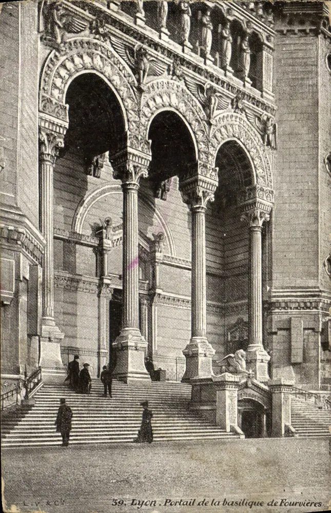 Lyon. Portail de la basilique de Fourvières — éditeur L.V.&C. n°39 - Vorderseite