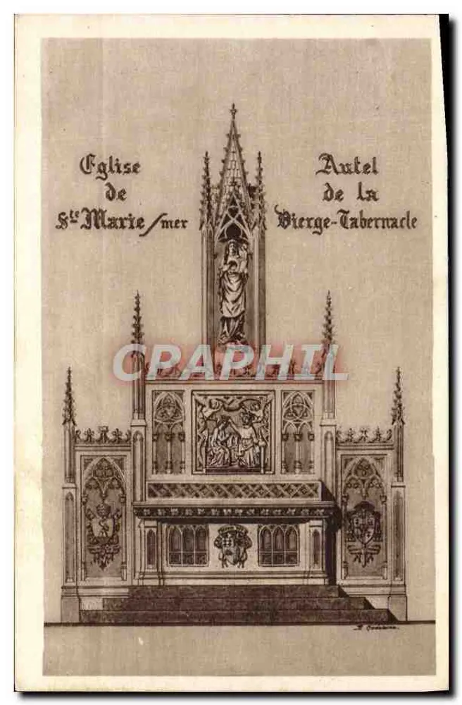Kirche Sainte-Marie-sur-Mer — Altar des Tabernakels — Zeichnung von C. Taquet, Architekt, und Pomic Godlaire, Bildhauer - Vorderseite